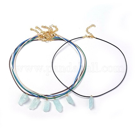 Natural Aquamarine Pendant Necklaces NJEW-P245-D-G-1