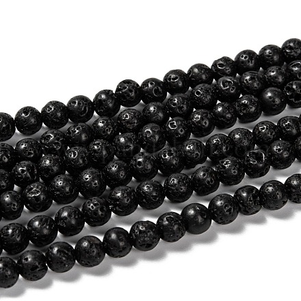 Runde Perlenstränge aus natürlichem Lavastein X-G-M169-6mm-03-1