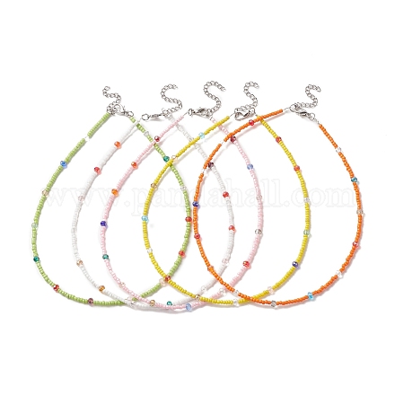 Glasperlenkette für Frauen NJEW-JN04258-1
