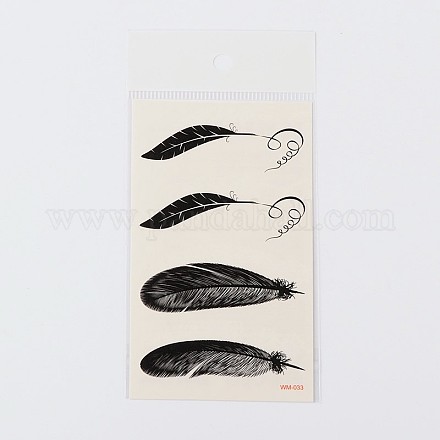 Misto piuma forme di body art falsi rimovibile tatuaggi temporanei adesivi di carta X-AJEW-O010-07-1