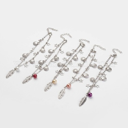Tibetan Style Alloy Anklets AJEW-AN00190-1