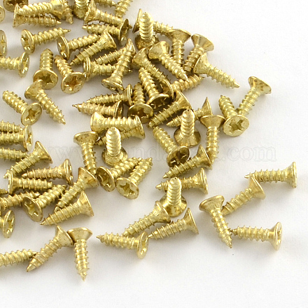 アイアン製ネジパーツ  ゴールドカラー  7x4mm  ピン：2mm  約3755個/500g IFIN-R203-30G-1