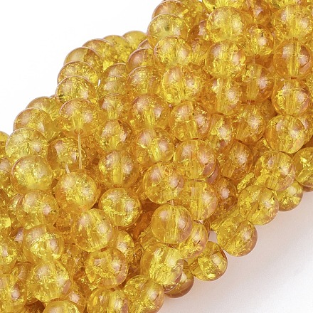 Spray Painted Crackle Glass Beads Strands X-CCG-Q001-8mm-10-1