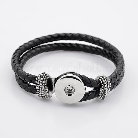 Leather Cord Snap Bracelet Making MAK-N005-04-1
