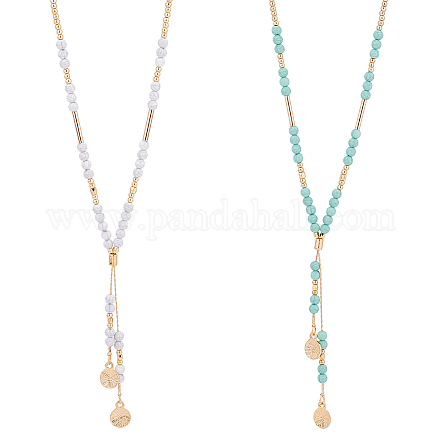 Anattasoul 2 шт. 2 цвета стеклянные бусины лариат ожерелья комплект с цепочкой из сплава coreana NJEW-AN0001-05-1