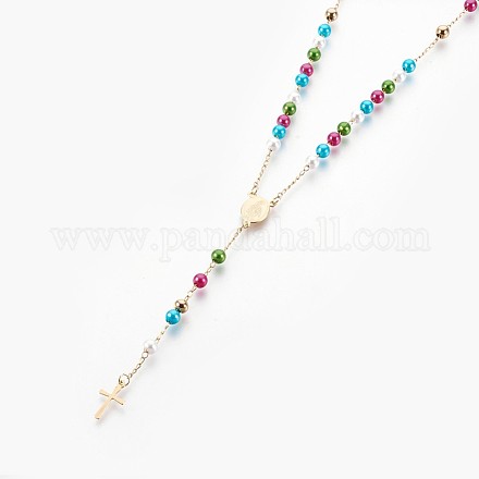 304 collane di perline rosario in acciaio inox NJEW-F240-07G-1