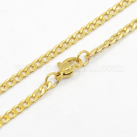 Men's 304 Stainless Steel Curb Chain Necklaces STAS-O037-65G-1