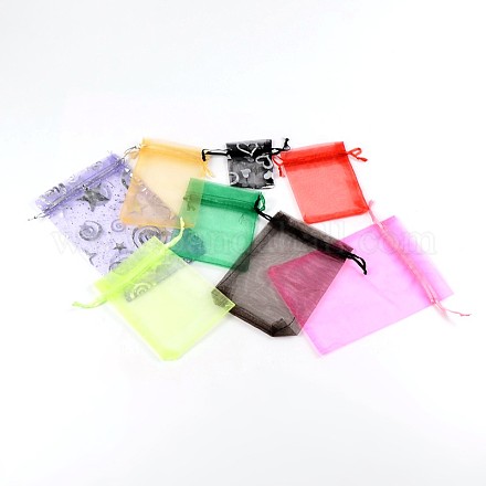 オーガンジーバッグ巾着袋や混合シルクポーチ  ミックスカラー  約5~40センチ幅  7~40センチの長さ M-OP001-1
