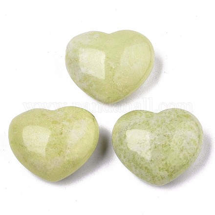 Piedra natural del amor del corazón del jaspe amarillo mostaza G-N0326-56H-1