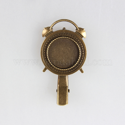 Antike Bronze Uhr förmigen Eisen Alligator Haarspange Zubehör PALLOY-N0086-73AB-NF-1