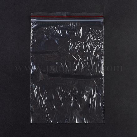 プラスチックジップロックバッグ  再封可能な包装袋  トップシール  セルフシールバッグ  長方形  レッド  18x12cm  片側の厚さ：1.1ミル（0.028mm） OPP-G001-E-12x18cm-1