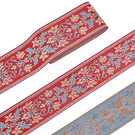 CHGCRAFT 5.47Yards 2.4Inch Wide Jacquard Ribbon Vintage Jacquard Ribbon Ethnic Style Jacquard Polyester Ribbons Embroidery Lace Trim Ribbon for DIY Wedding Sewing Dress Clothing Decor，Red OCOR-WH0079-25B-1