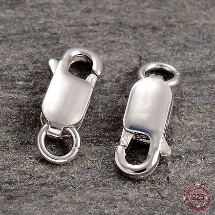 Rhodium Plated 925 Sterling Silver Lobster Claw Clasps STER-K014-H154-12mm-P-1