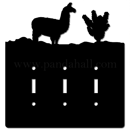 鉄の電灯のスイッチの装飾  ネジ付き  羊と木の長方形  ブラック  209x200x1.5mm AJEW-WH0238-020-1