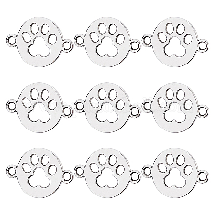 CHGCRAFT 150pcs Flat Round Alloy Dog Paw Print Connector Charms Tibetan Style Antique Silver Links for DIY Necklace Bracelet Jewelry Making TIBE-CA0001-01AS-1