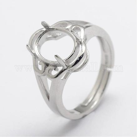 925 Sterling Silver Finger Ring Components STER-F027-57P-1