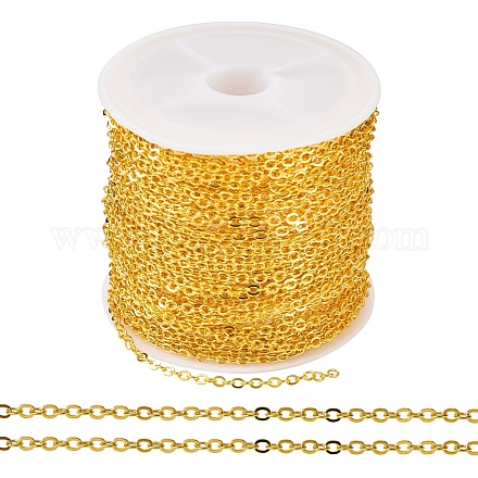 Brass Coated Iron Flat Cable Chains CH-TAC0007-02G-1