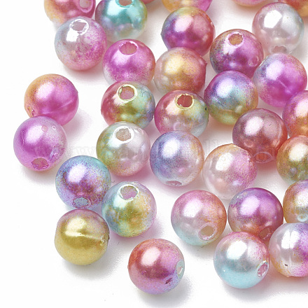 Perles en acrylique de perle d'imitation X-MACR-Q222-03-6mm-1