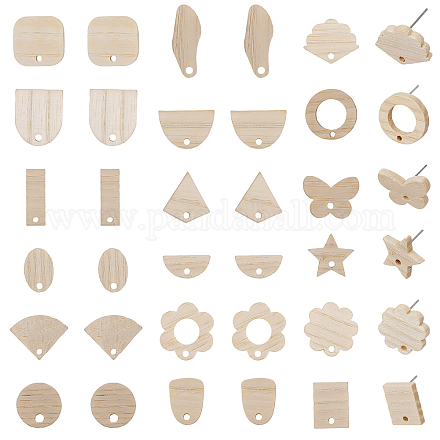 Chgcraft 36 pièces 18 styles accessoires de boucles d'oreilles en bois de frêne EJEW-CA0001-09-1