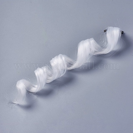ファッション女性のヘアアクセサリー  鉄のスナップヘアクリップ  化学繊維カラフルなかつらを使って  ホワイト  50x3.25cm PHAR-TAC0001-025-1