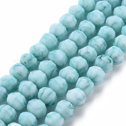 Opaque Baking Painted Crackle Glass Beads Strands EGLA-S174-20A-1