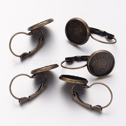 10 pezzi di ottone antico bronzo tonoback risultati dell'orecchino per cabochon a cupola KK-TA0002-12mm-02AB-NR-1