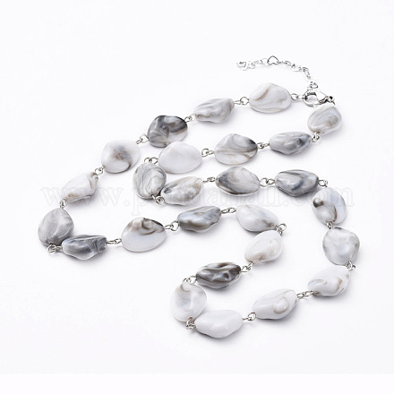 Acrylic Imitation Gemstone Style Beaded Necklaces NJEW-JN02545-1