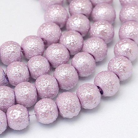 Chapelets de perles en verre texturée peinte texturée HY-Q002-8mm-41-1