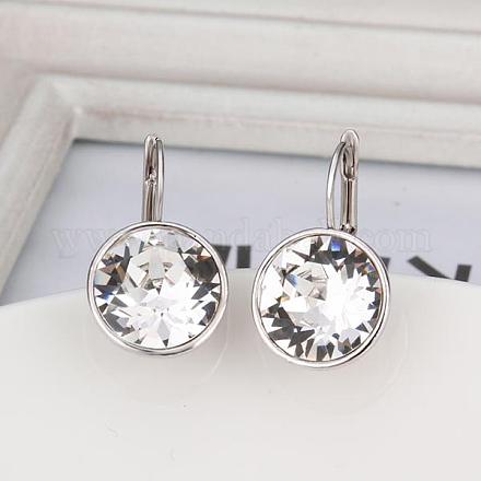 Real Platinum Plated Tin Alloy Cubic Zirconia Leverback Earrings EJEW-BB09658-P-1