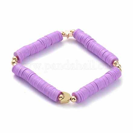 Bracelets élastiques faits à la main de perles heishi en pâte polymère BJEW-JB05621-01-1