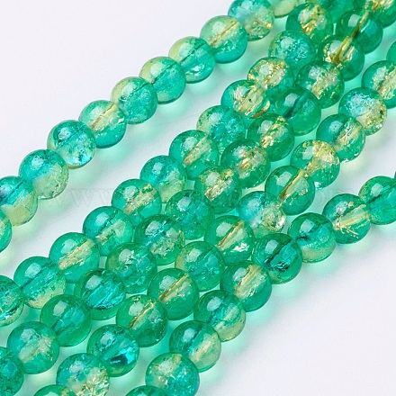 Chapelets de perles en verre craquelé peints à la bombe CCG-Q002-6mm-07-1