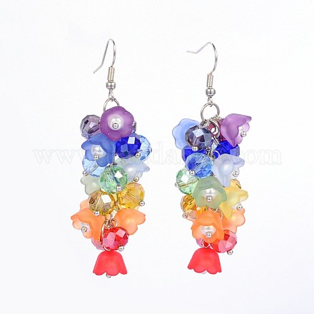 Flower Acrylic Cluster Earrings EJEW-JE01684-1