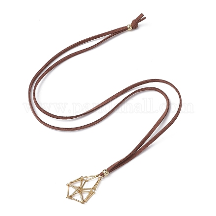 Brass Bar Link Chains Macrame Pouch Empty Stone Holder for Pendant Necklace Making NJEW-JN04488-01-1
