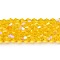 Transparent Electroplate Glass Beads Strands, AB Color Plated, Faceted, Bicone, Gold, 3.5~3.8x3mm, Hole: 0.8mm, about 107~110pcs/strand, 32.5~34cm