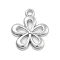 Alloy Pendants, Stainless Steel Color, Flower, 18x15x2mm, Hole: 1.6mm
