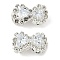 Brass Micro Pave Cubic Zirconia Beads, Bowknot, with Rhinestone, Silver, Clear, 10.5x18x10mm, Hole: 1mm