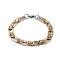 201 Stainless Steel Oval Byzantine Chain Bracelets, with 304 Stainless Steel Clasps, Golden & Stainless Steel Color, 8-5/8 inch(22cm)