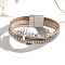 Imitation Leather Mutli-strand Bracelets, Bohemian Cross Bracelets, with Stainless Steel Magnetic Clasps, BurlyWood, 7-5/8 inch(19.5cm)