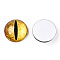 Glass Cabochons, Half Round with Evil Eye, Vertical Pupil, Gold, 20x6.5mm