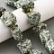 Raw Rough Natural Green Spot Jasper Beads Strands, Nuggets, with Seed Beads, 14~28x15~25x10~27mm, Hole: 1.2~1.4mm, about 9~10pcs/strand, 7.76''~8.07''(19.7~20.5cm)