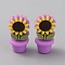 Sunflower Flowerpot Food Grade Eco-Friendly Silicone Beads, Dark Orchid, 30x15x14mm, Hole: 2mm
