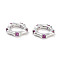 Brass Pave Cubic Zirconia Linking Rings, Ring, Platinum, Deep Pink, 8x8x1.5mm, Inner Diameter: 4.5mm