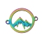 Ion Plating(IP) 304 Stainless Steel Link Connectors, Laser Cut, Ring with Mountain, Rainbow Color, 15x19x1mm, Hole: 1.4mm