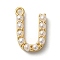 Plastic Imitation Pearl Pendants, with Brass Findings, Golden, Letter U, 7~14x13.5~15x3mm, Hole: 1.3~1.4mm