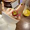 Heart Resin & Crystal Rhinestone & Glass Finger Rings, Yellow, Inner Diameter: 18mm