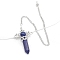 Natural Lapis Lazuli Dowsing Pendulum Big Pendants, with Platinum Plated Metal Findings, Hexagonal Angel Scepter Charm, 320mm