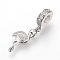 Brass Micro Pave Cubic Zirconia European Dangle Charms, Large Hole Pendants, Flamingo Shape, Platinum, 30x9.5x3mm, Hole: 4mm, Pendant: 20x8x2mm