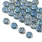 Electroplate Glass Beads, Flat Round with Letter, Cadet Blue, Letter X, 9.5~10x4~5mm, Hole: 1mm, about 30pcs/set