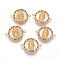 Brass Micro Pave Cubic Zirconia Links connectors, with Shell, Flat Round with Virgin Mary, Colorful, Golden, 15x21x2.5mm, Hole: 1.2mm