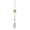 Natural Quartz Crystal Hanging Suncatchers, Rainbow Maker, with Glass Beads, Iron Ring and Brass Charm, Sun, Golden, 365mm
